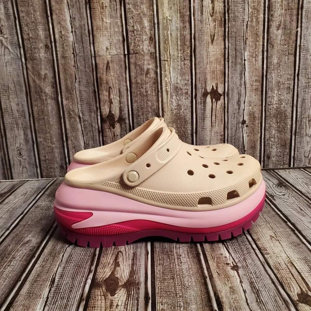 Crocs Mega Crush Matte Platform Clogs 210749-209 Womens 11 Mens 9 Beige Pink - Picture 3 of 12